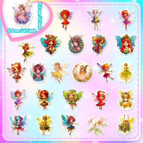 50 pcs Beautiful Fairy Stickers Vinyl Waterproof Non-Fading Sticker - Picture 5 of 9